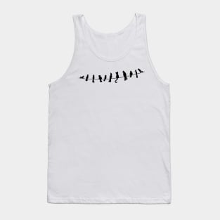 Whiskers and Feathers: A Playful Encounter on a Wire Tank Top